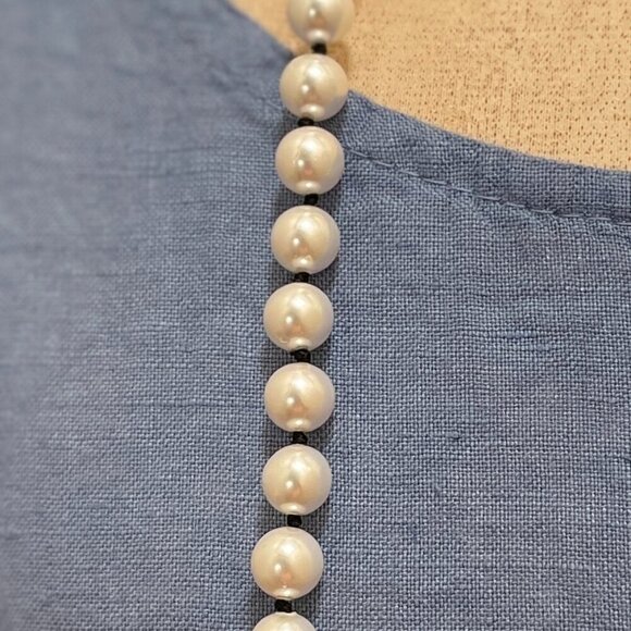 Swarovski Opera Crystal Pearl Necklace Hand Knotted In Black No Clasp Classic - Picture 4 of 9